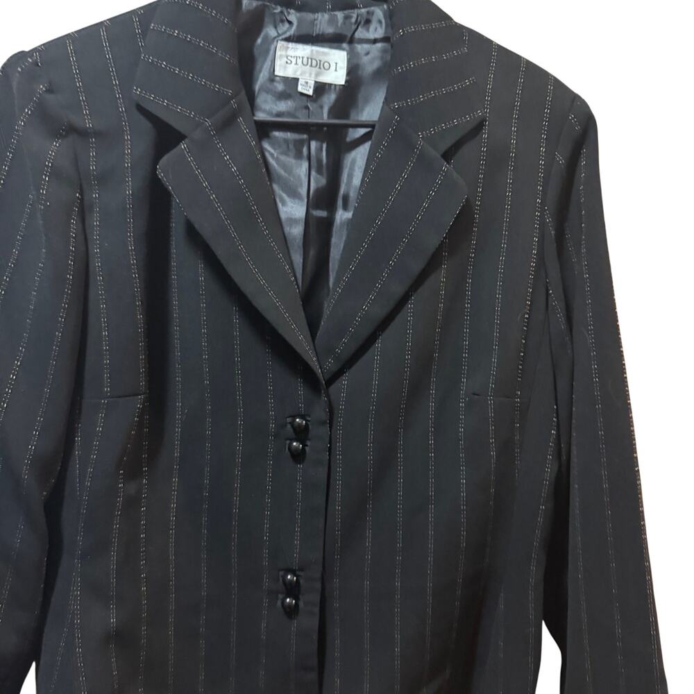 Blazer black/gold striped jacket  size 16